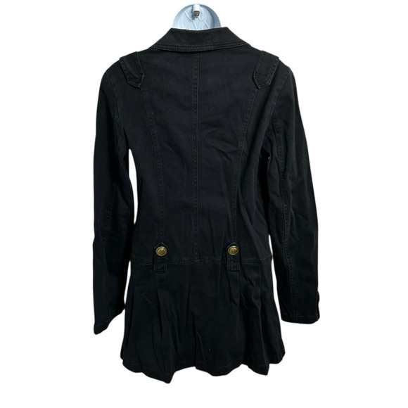 MURMUR Black Coat Sz S Dark Academia Skirted Fit Whimsy Goth Gold Buttons - Picture 6 of 8